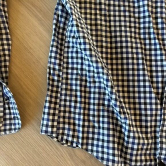 Untuckit Blue Black Gingham Button Up Shirt Large - Picture 2 of 7